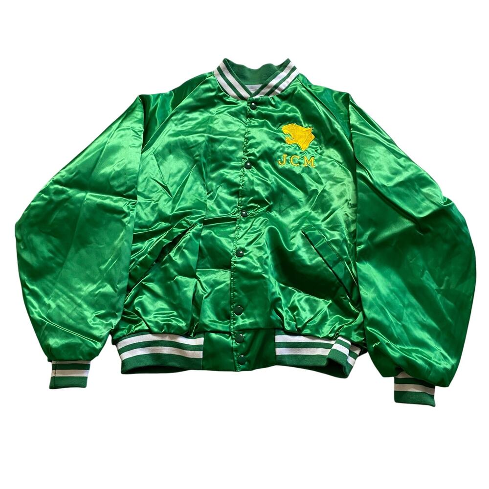 Vintage 80s Jackson Central-Merry High School JCM Cougars Satin Bomber Jacket XL